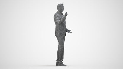 realistic 3D human man business, archviz people FBX OBJ for Blender, wireframe side view