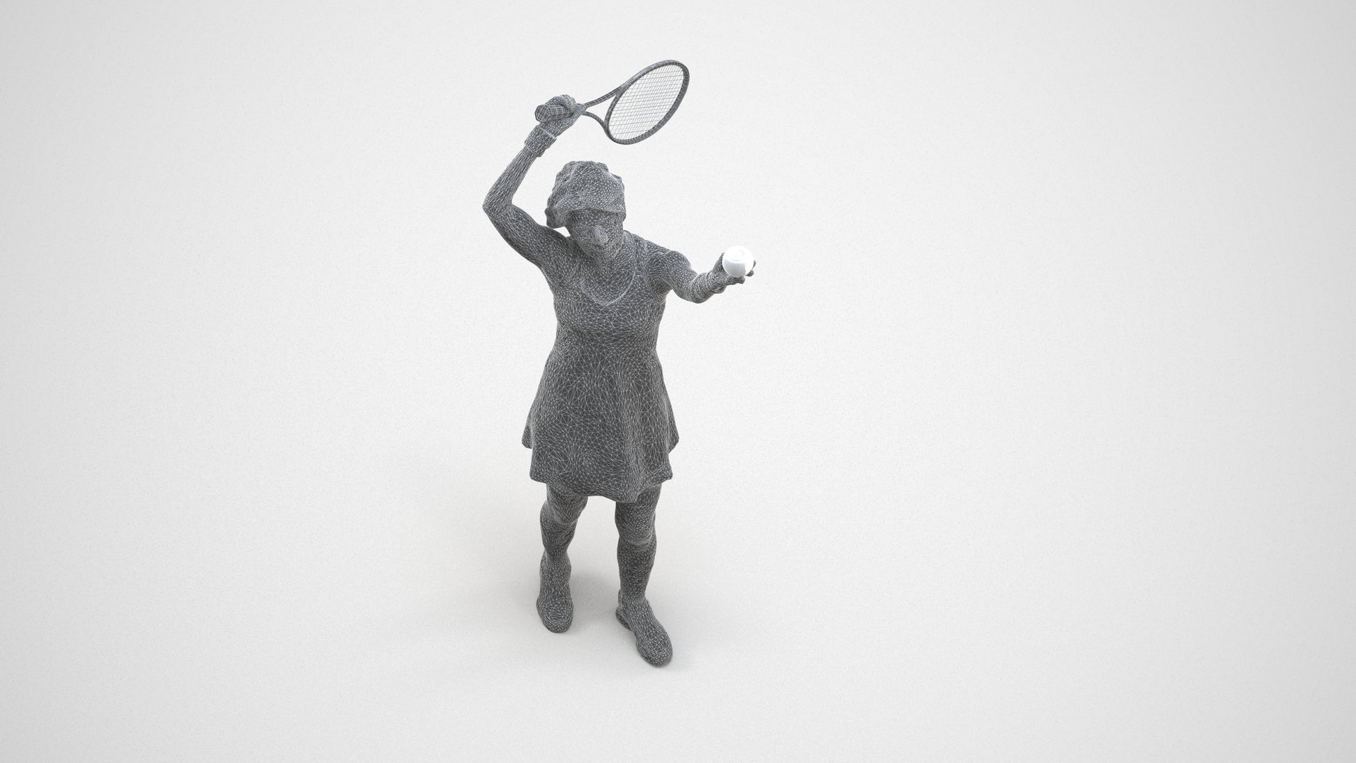 scanned 3D woman sport, photogrammetry people for Enscape and V-Ray, wireframe three-quarter view