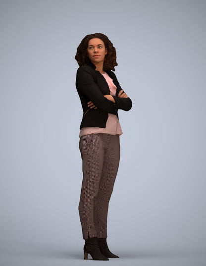 scanned 3D woman business standing, photogrammetry people for Enscape and V-Ray