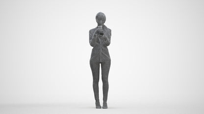 3D people model woman business standing, scanned human for 3ds Max rendering, three-quarter front view render