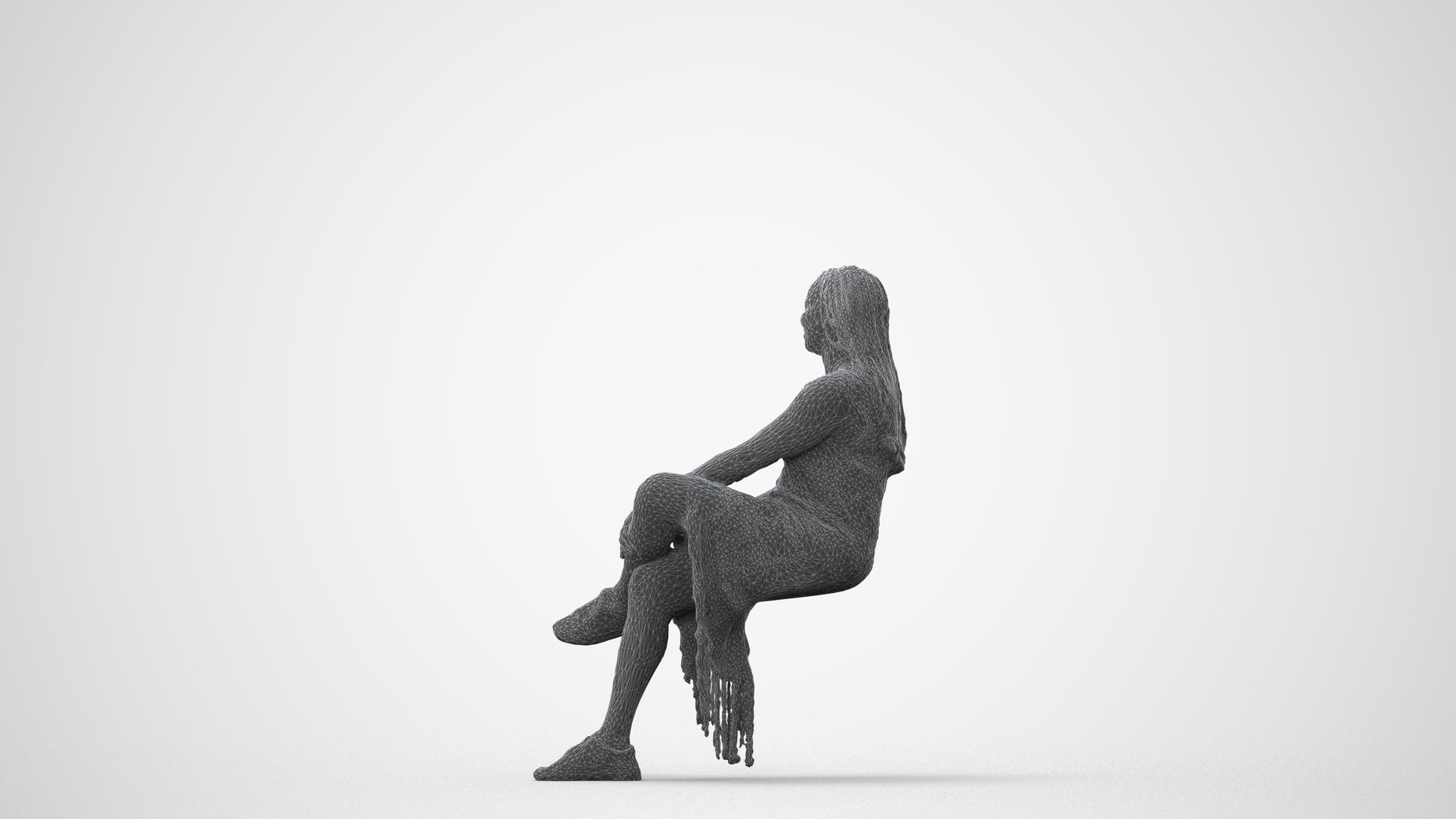 realistic 3D woman casual sitting, scanned archviz people for Blender and 3ds Max, square thumbnail