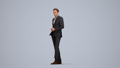 3D scanned man standing business, photorealistic archviz people for Enscape and SketchUp, top-down view render