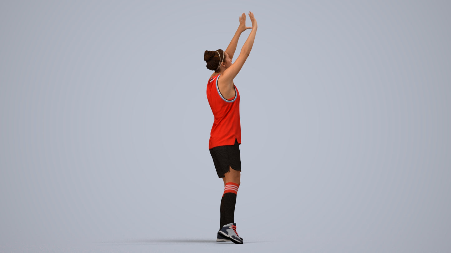 3D people model woman sport, scanned human for 3ds Max rendering, side view render