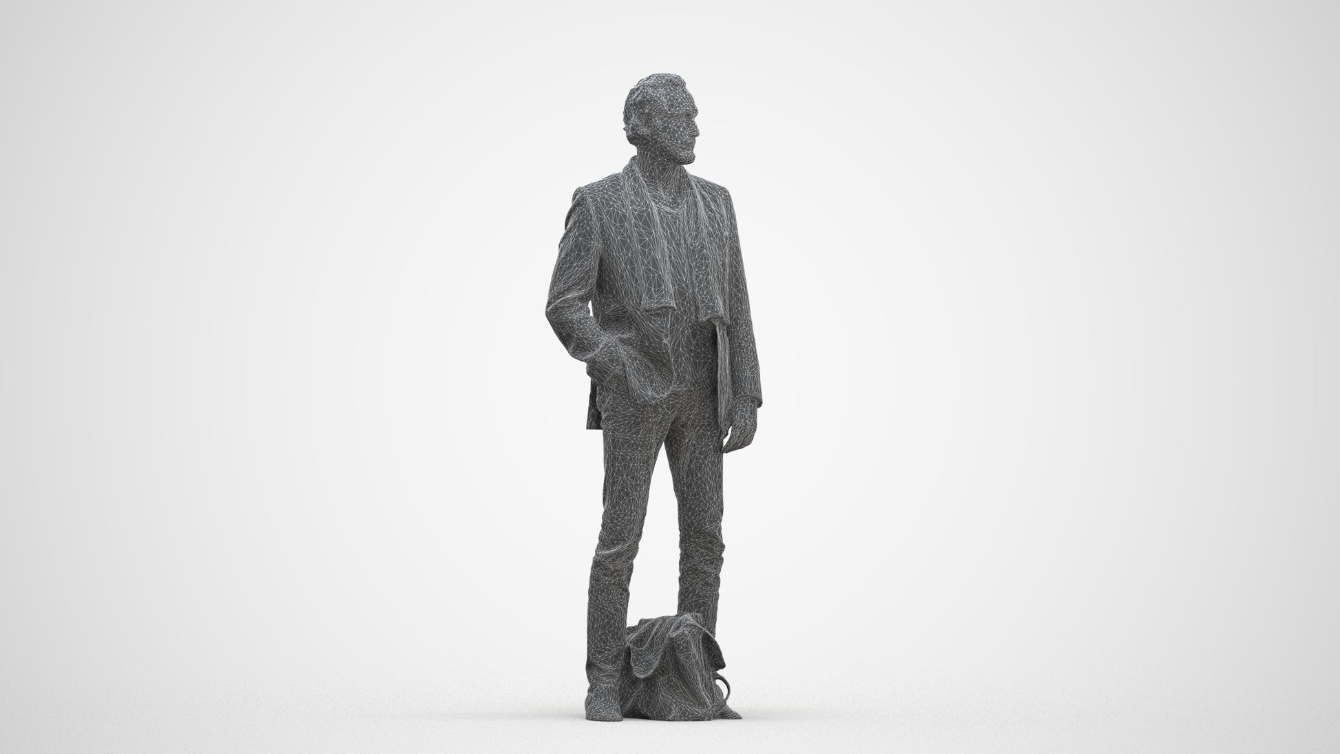 realistic 3D human man business standing, archviz people FBX OBJ for Blender, three-quarter front view render