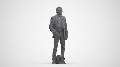 realistic 3D human man business standing, archviz people FBX OBJ for Blender, three-quarter front view render