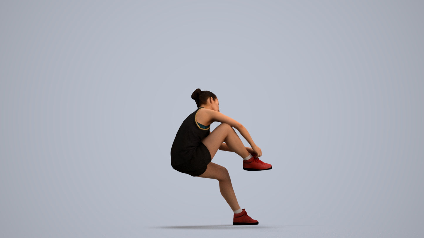 realistic 3D woman sport, scanned archviz people for Blender and 3ds Max, front view render