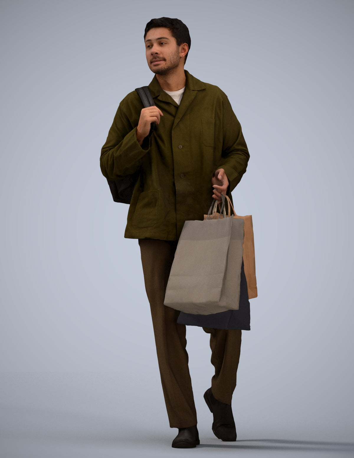 realistic 3D human man casual shopping, archviz people FBX OBJ for Blender