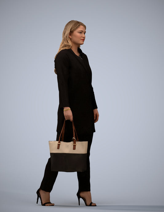 realistic 3D woman casual walking, scanned archviz people for Blender and 3ds Max