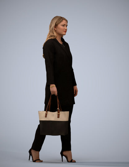 realistic 3D woman casual walking, scanned archviz people for Blender and 3ds Max