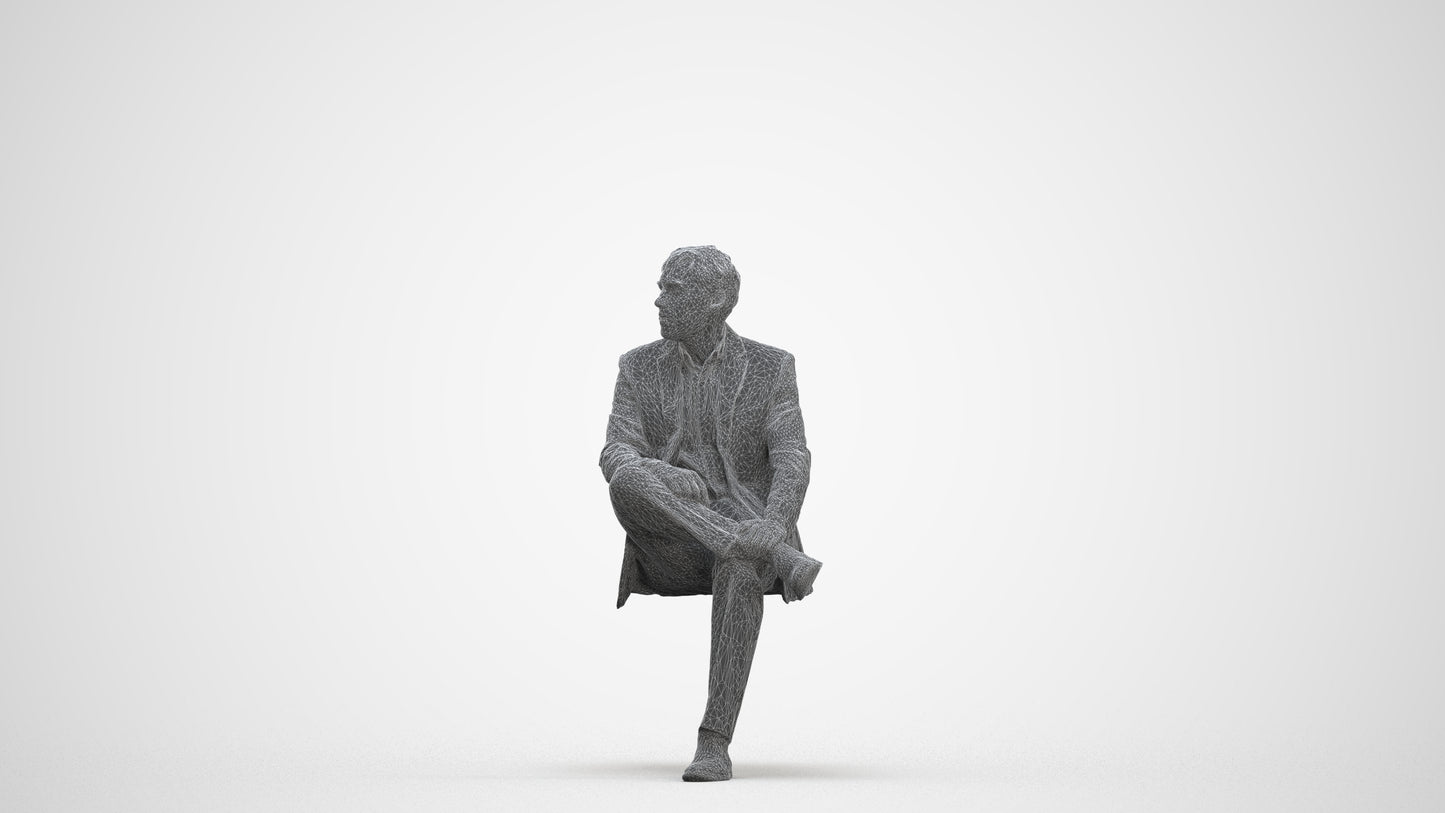 photogrammetry 3D man business, realistic human model archviz FBX, three-quarter front view render
