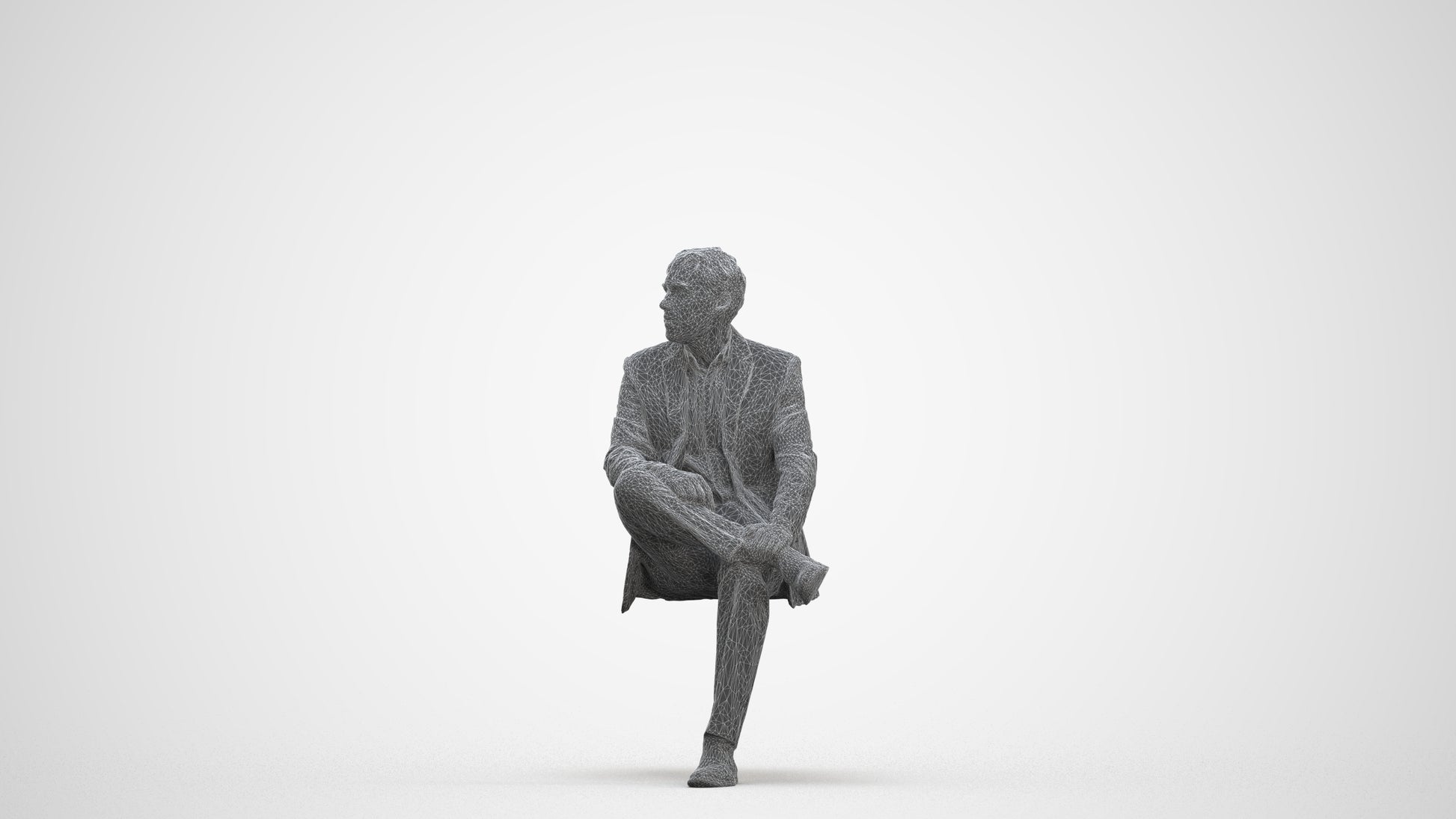photogrammetry 3D man business, realistic human model archviz FBX, three-quarter front view render