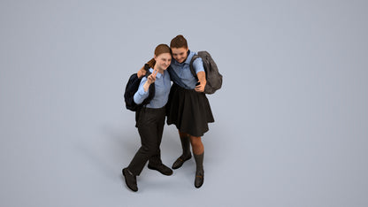 scanned 3D girl kids, photogrammetry people for Enscape and V-Ray, back view render