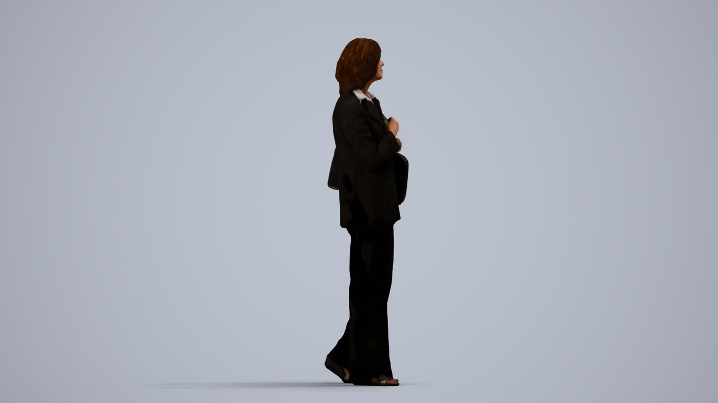 realistic 3D people senior woman business, render-ready for V-Ray and Corona, FBX OBJ, side view render