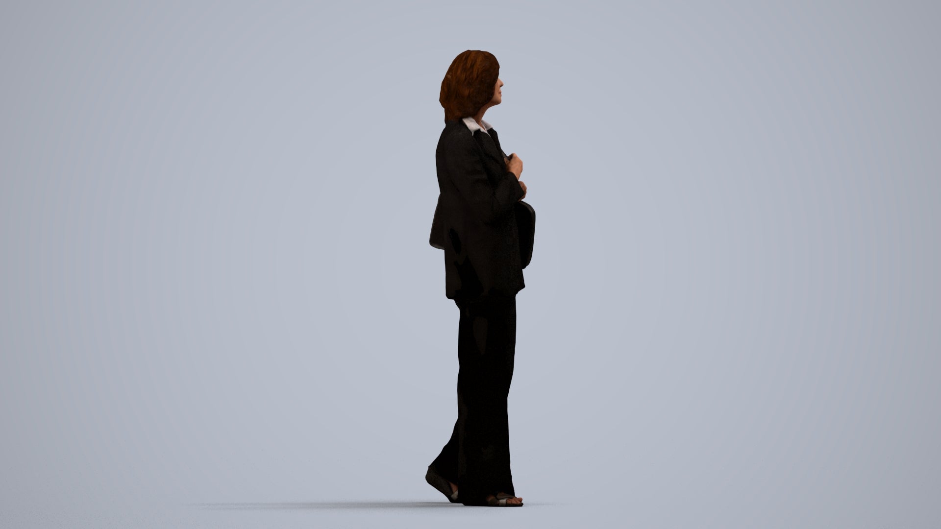 realistic 3D people senior woman business, render-ready for V-Ray and Corona, FBX OBJ, side view render