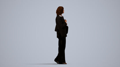 realistic 3D people senior woman business, render-ready for V-Ray and Corona, FBX OBJ, side view render