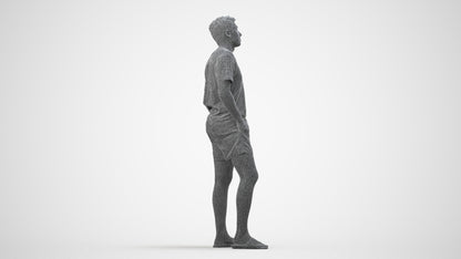 realistic 3D people man casual standing, render-ready for V-Ray and Corona, FBX OBJ, wireframe side view