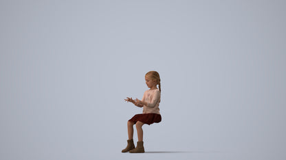 3D people model girl casual kids, scanned human for 3ds Max rendering, three-quarter view render
