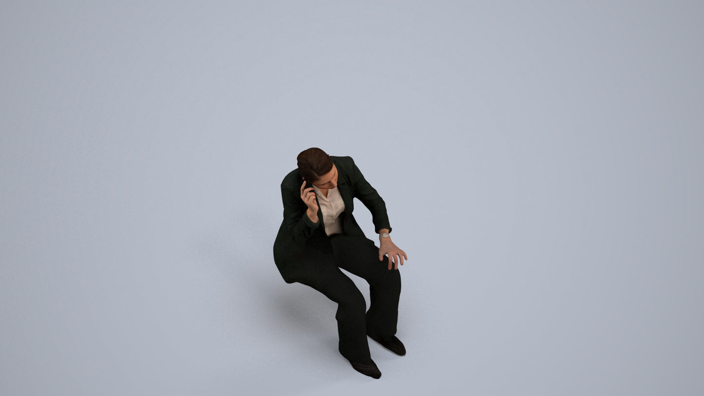 scanned 3D woman business, photogrammetry people for Enscape and V-Ray, back view render