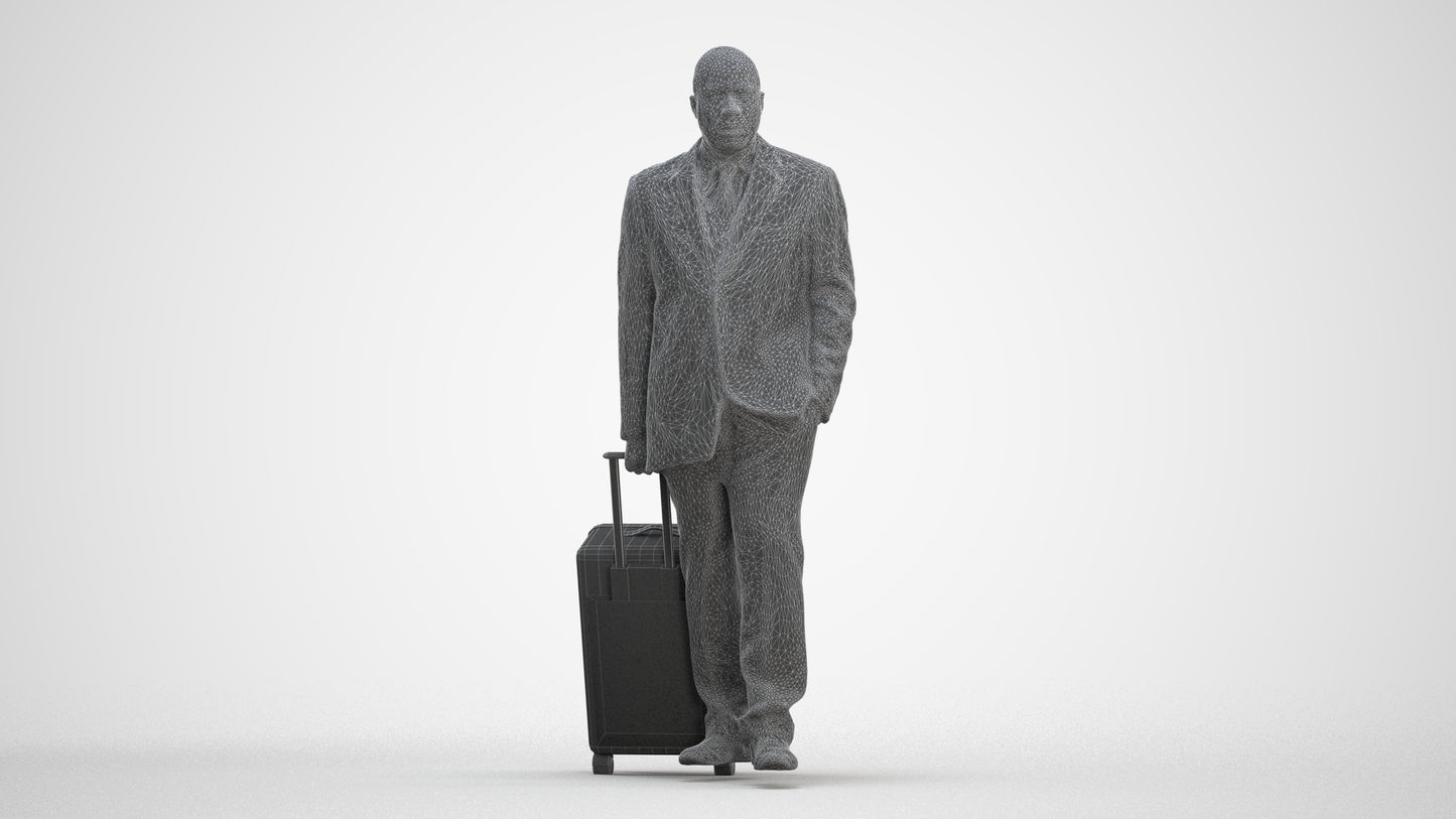photogrammetry 3D man business, realistic human model archviz FBX, three-quarter front view render