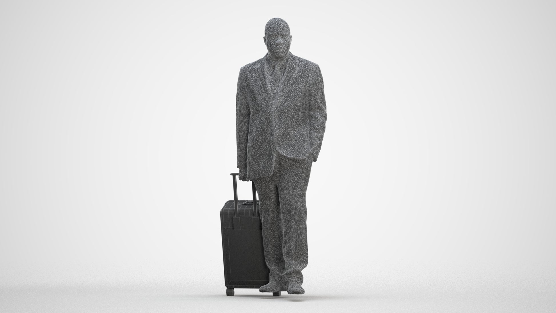 photogrammetry 3D man business, realistic human model archviz FBX, three-quarter front view render
