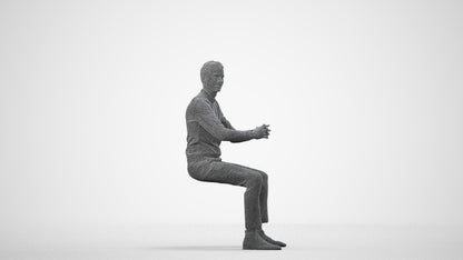 3D human model man casual business, photogrammetry scanned person for archviz, wireframe side view