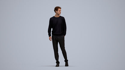 realistic 3D human man casual walking, archviz people FBX OBJ for Blender, standing pose render