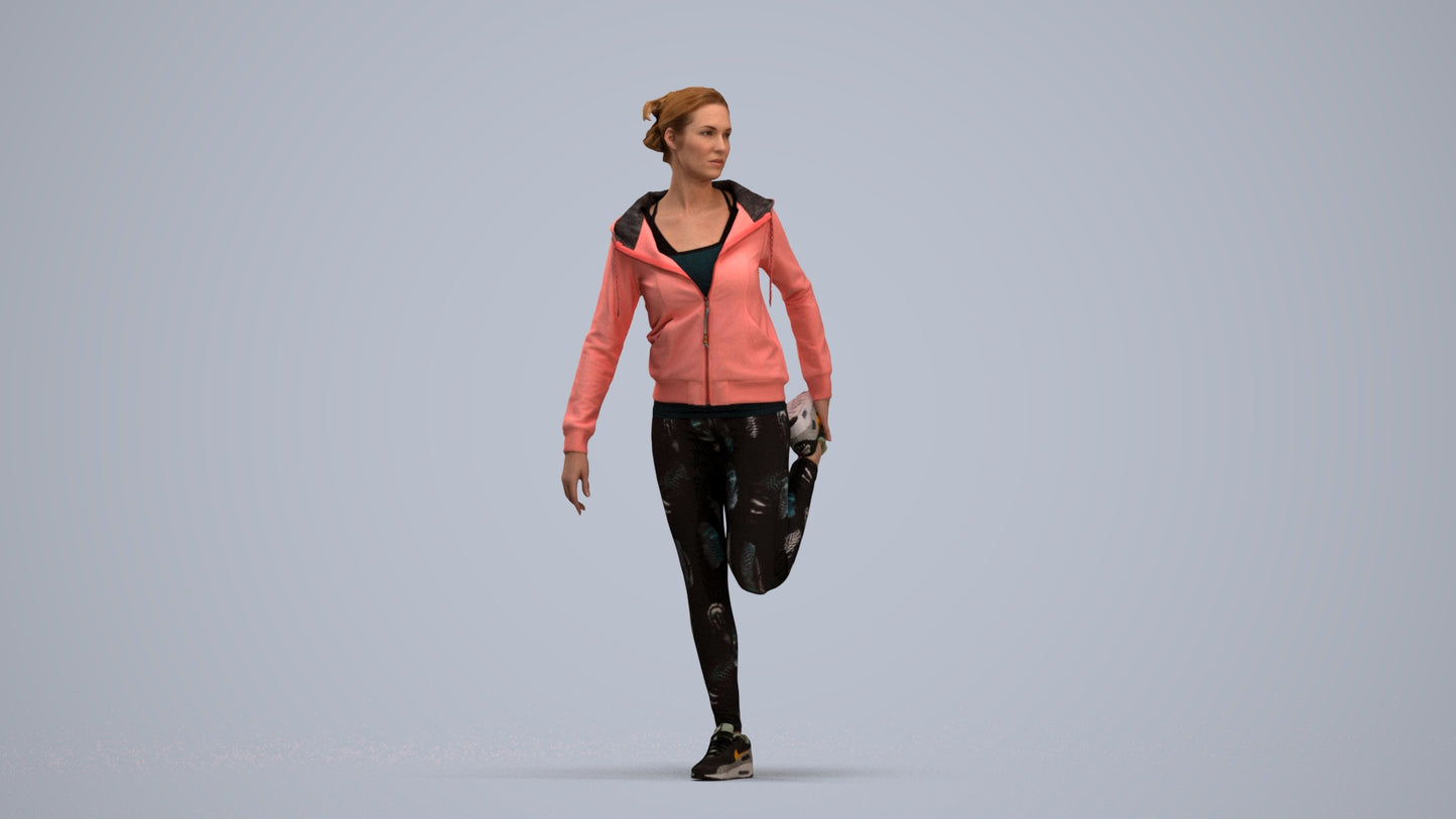 scanned 3D woman sport, photogrammetry people for Enscape and V-Ray, standing pose render