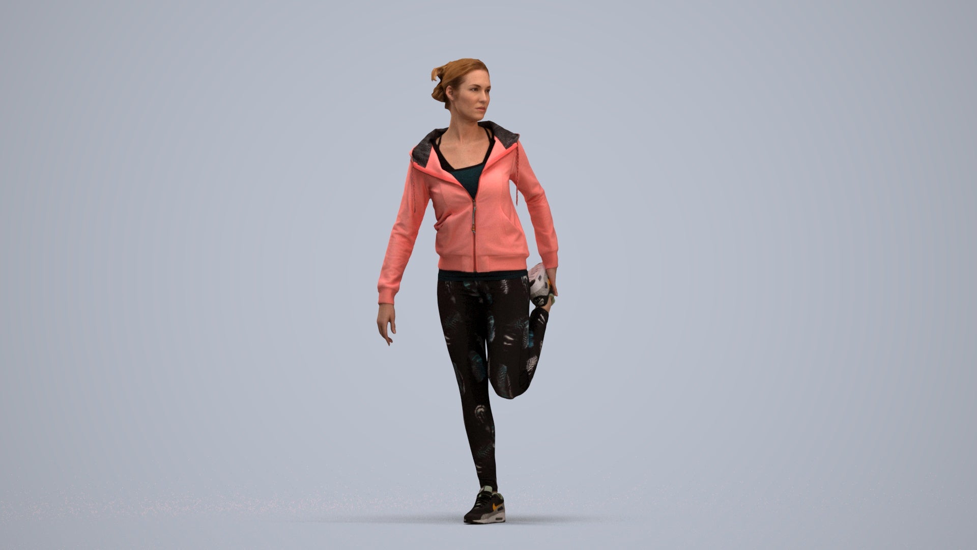 scanned 3D woman sport, photogrammetry people for Enscape and V-Ray, standing pose render