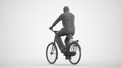 realistic 3D people man casual cycling, render-ready for V-Ray and Corona, FBX OBJ, wireframe front view