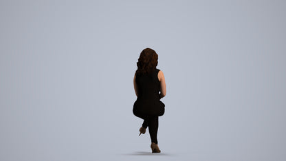 realistic 3D woman casual sitting, scanned archviz people for Blender and 3ds Max, front view render