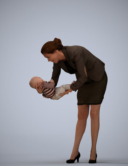 3D people model girl business kids, scanned human for 3ds Max rendering