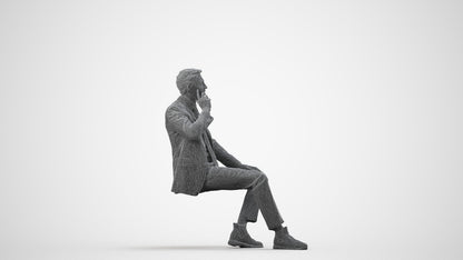 scanned 3D man business, photogrammetry people for Enscape and V-Ray, wireframe side view