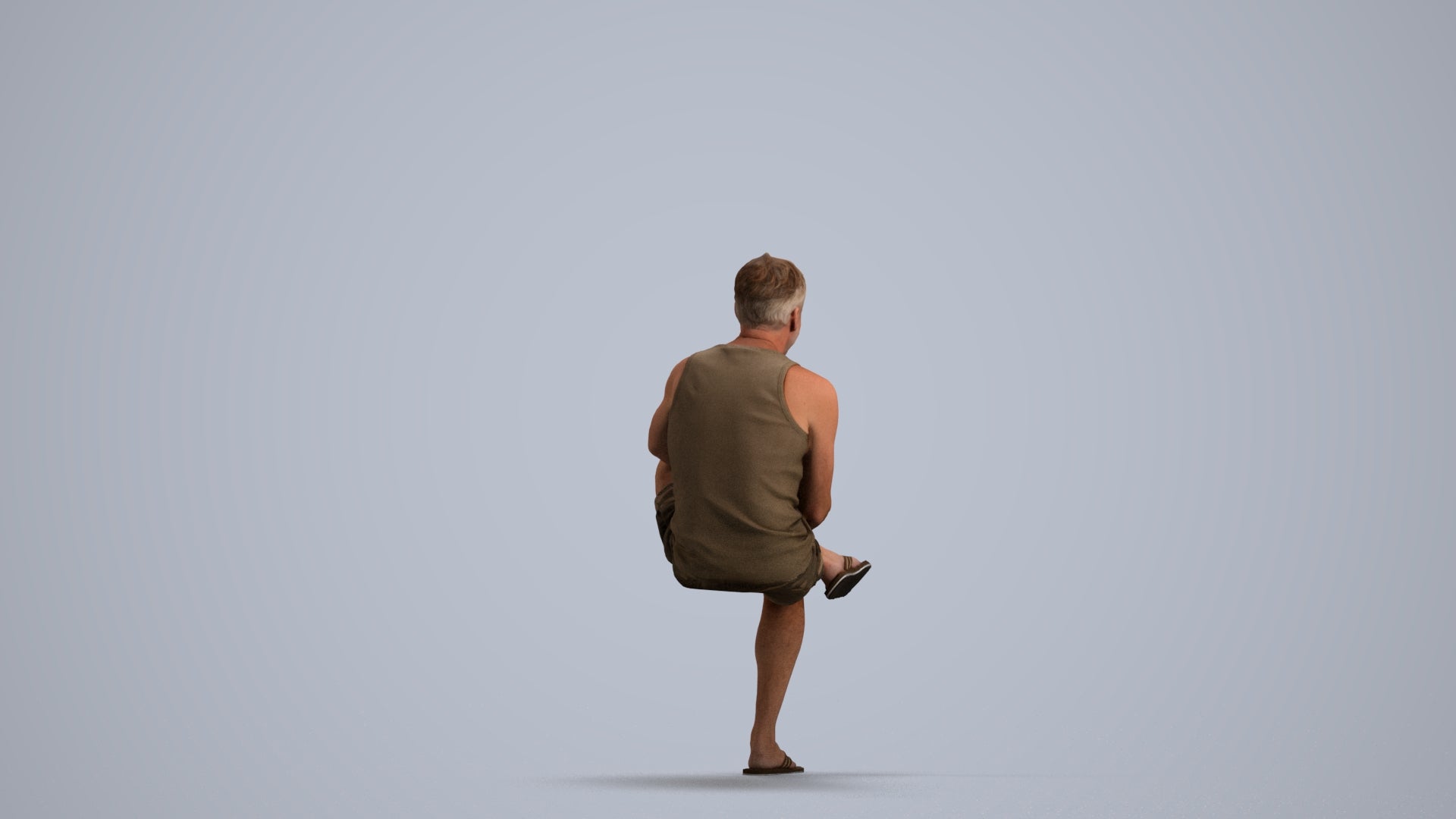 3D people model man casual sitting, scanned human for 3ds Max rendering, front view render