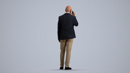scanned 3D senior man business, photogrammetry people for Enscape and V-Ray, front view render