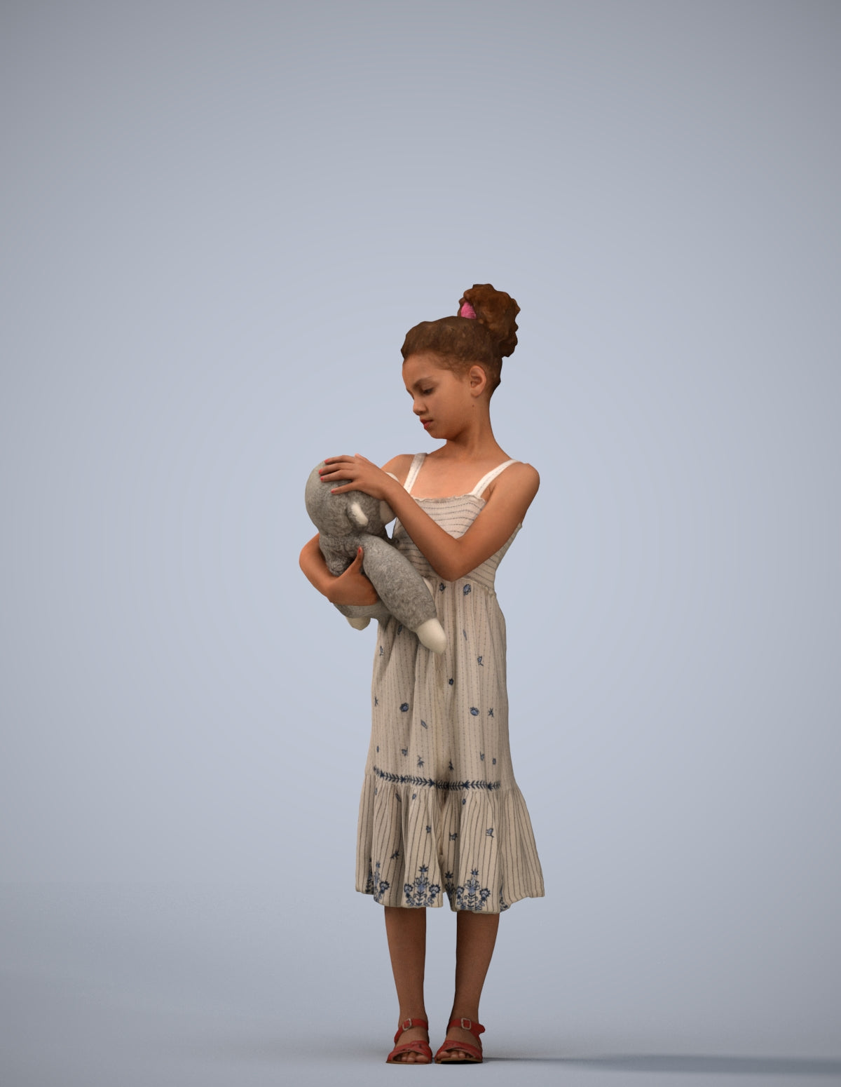 realistic 3D girl casual kids, scanned archviz people for Blender and 3ds Max