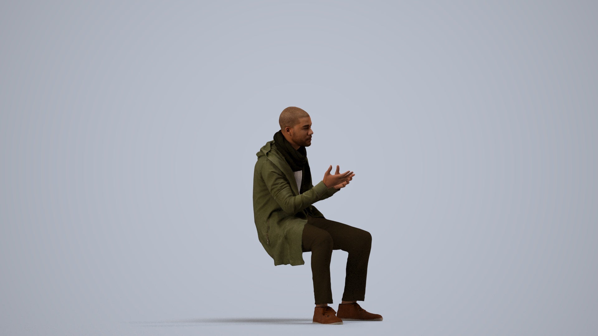 realistic 3D man casual pool, scanned archviz people for Blender and 3ds Max, side view render