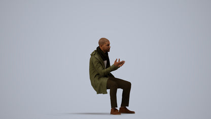 realistic 3D man casual pool, scanned archviz people for Blender and 3ds Max, side view render