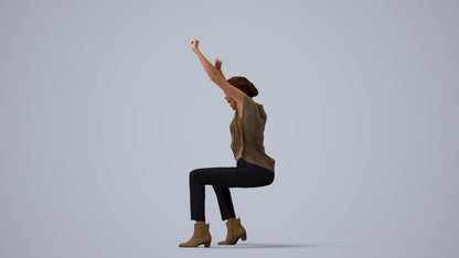 realistic 3D people woman casual sitting, render-ready for V-Ray and Corona, FBX OBJ, three-quarter view render