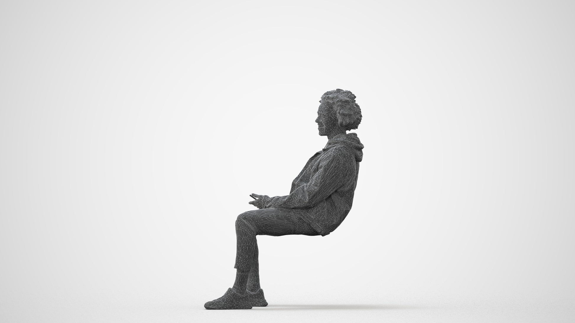3D people model man casual sitting, scanned human for 3ds Max rendering, square thumbnail