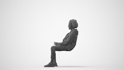 3D people model man casual sitting, scanned human for 3ds Max rendering, square thumbnail
