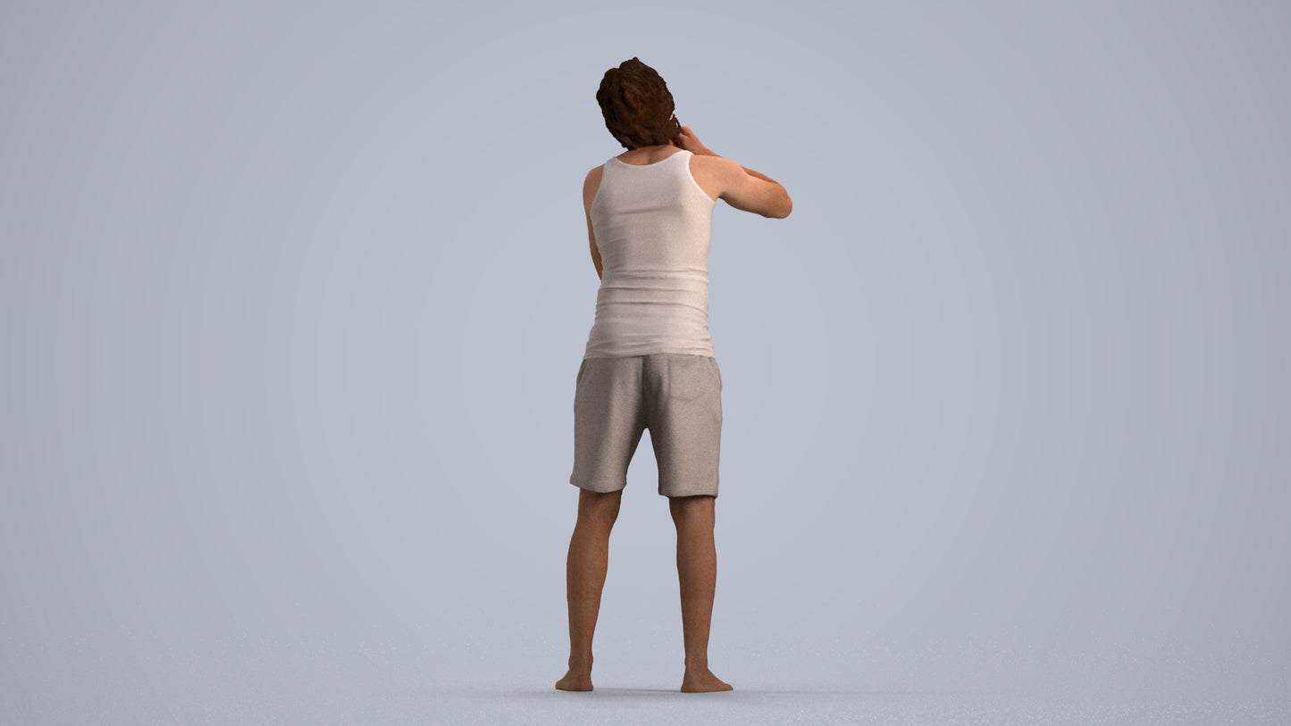 realistic 3D human man bathroom, archviz people FBX OBJ for Blender, front view render
