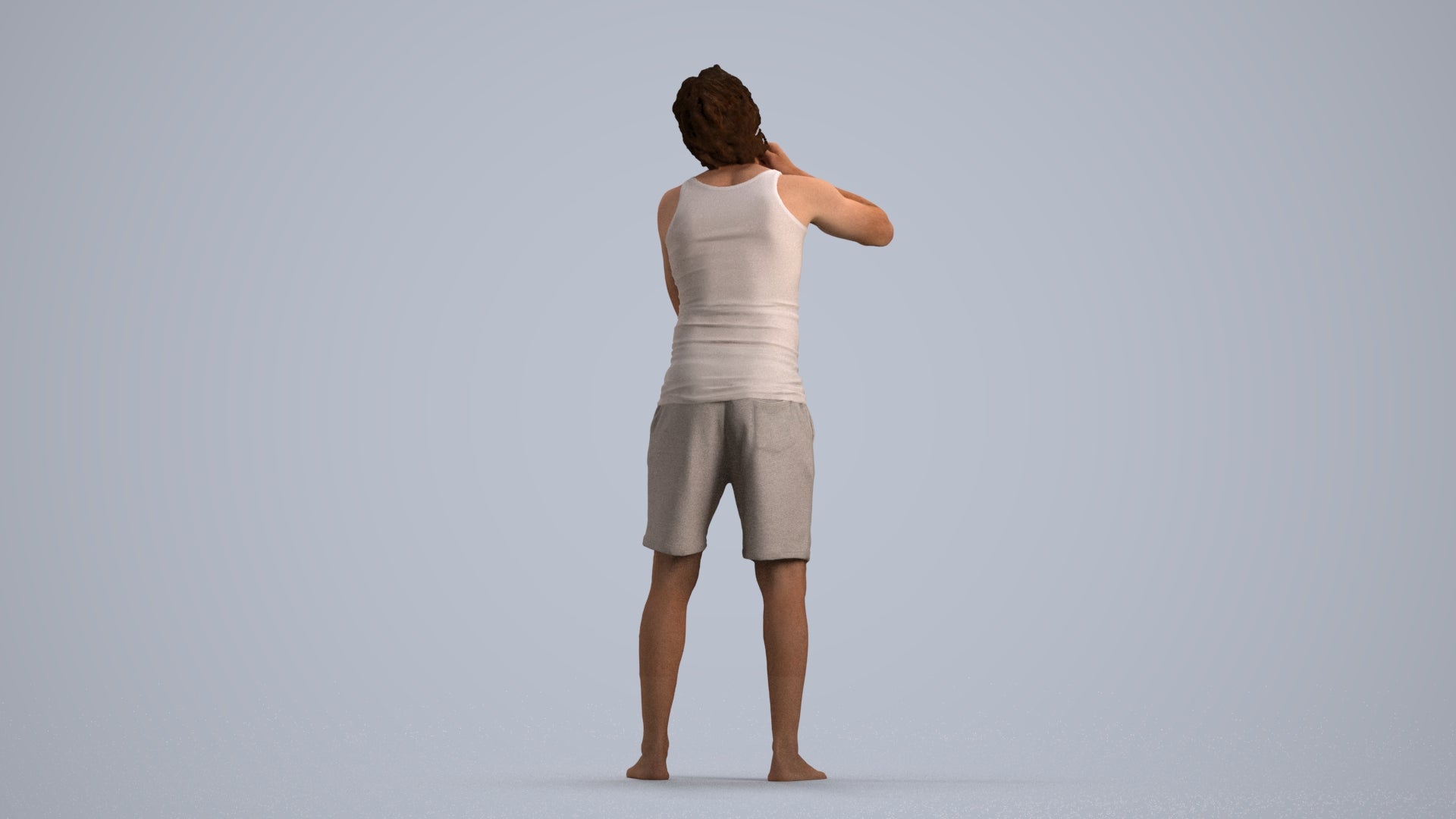 realistic 3D human man bathroom, archviz people FBX OBJ for Blender, front view render