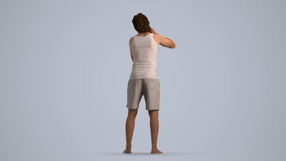 realistic 3D human man bathroom, archviz people FBX OBJ for Blender, front view render
