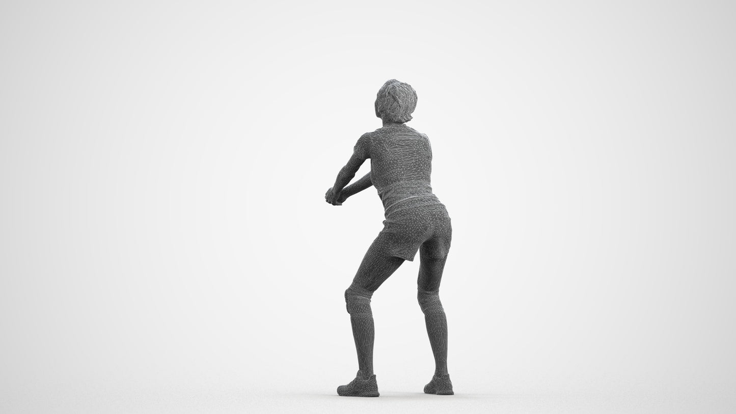 scanned 3D woman sport, photogrammetry people for Enscape and V-Ray, wireframe front view