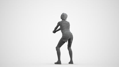 scanned 3D woman sport, photogrammetry people for Enscape and V-Ray, wireframe front view