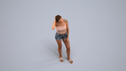realistic 3D woman casual standing, scanned archviz people for Blender and 3ds Max, back view render