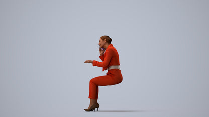 3D human model woman business, photogrammetry scanned person for archviz, three-quarter view render