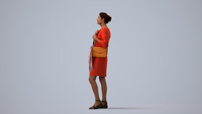 photogrammetry 3D senior woman business standing, realistic human model archviz FBX, three-quarter view render