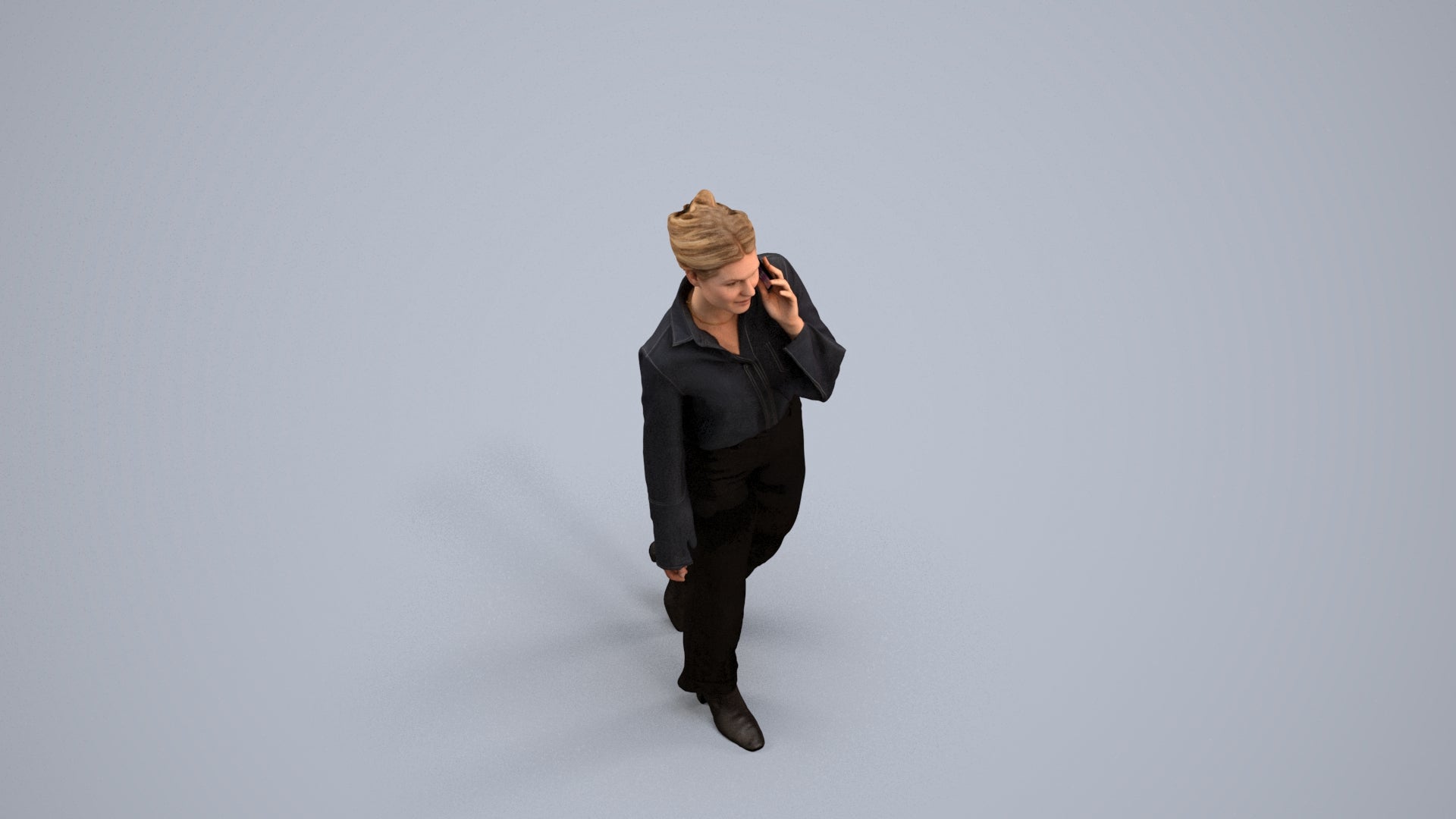 scanned 3D woman business walking, photogrammetry people for Enscape and V-Ray, back view render