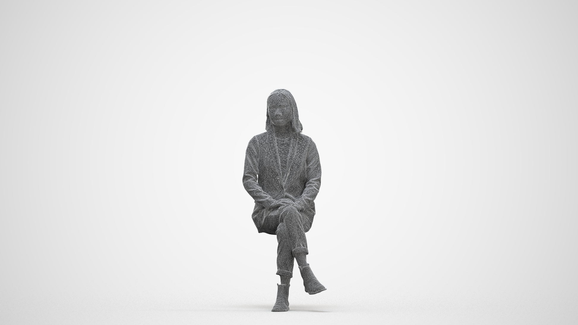 scanned 3D woman business, photogrammetry people for Enscape and V-Ray, three-quarter front view render